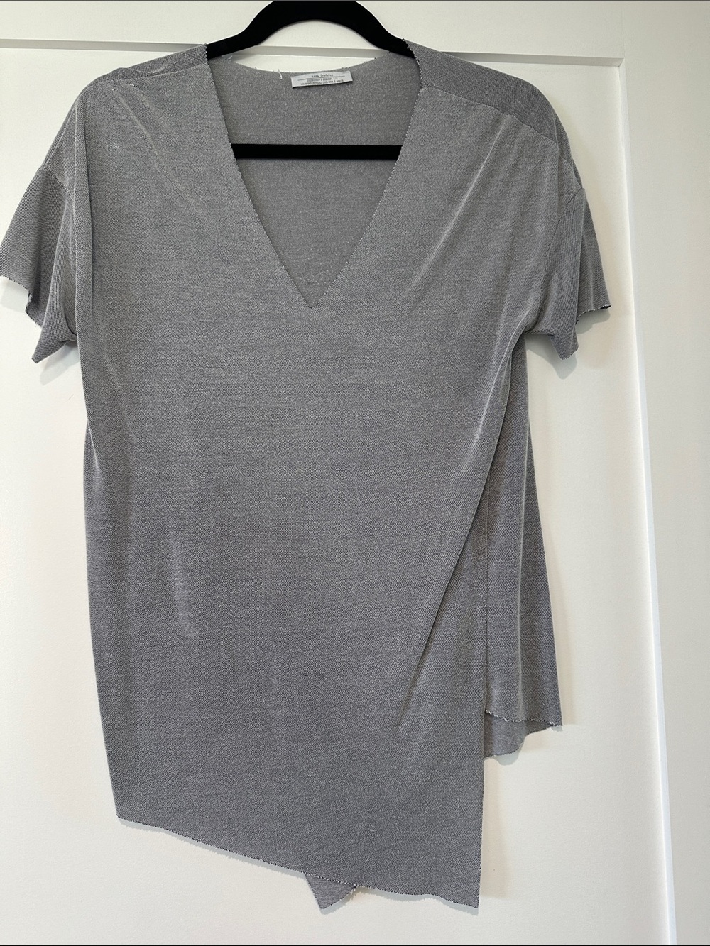 Zara Silver V-Neck Short Sleeve Top